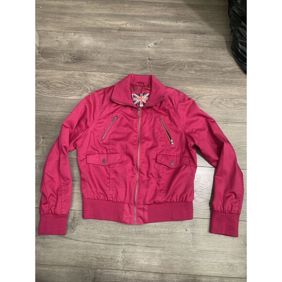 MISS LONDON Girls Pink Full Zipper Bomber Jacket/Coat Youth XL - Picture 1 of 4